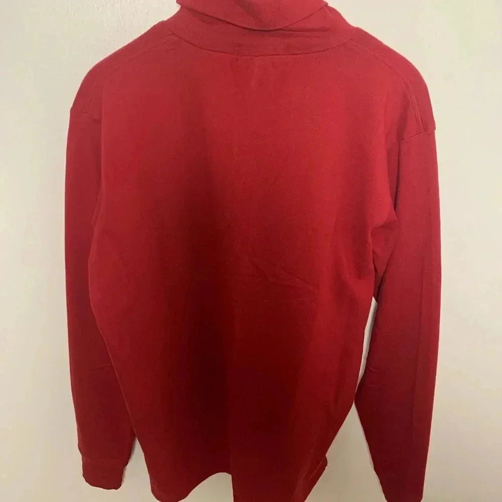 Men’s Ralph Lauren Polo Turtleneck Bear Sweater - 100% Cotton - Red Size Large - Picture 7 of 8